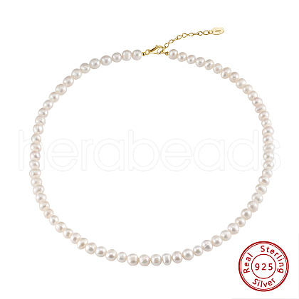 Mother's Day Jewellery Potato Natural Freshwater Pearl Beaded Necklaces NJEW-G153-05G-1