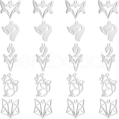 Unicraftale 20Pcs 5 Styles 201 Stainless Steel Pendants STAS-UN0035-61-1