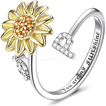 Adjustable Brass Rhinestone Rotating Cuff Rings FS-WG5B177-16-1