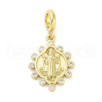 Brass Micro Pave Cubic Zirconia European Dangle Charms KK-D325-25G-04-1