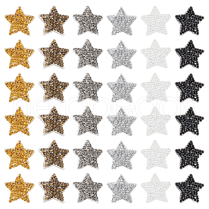 Fingerinspire 36Pcs 6 Colors Star Hotfix Rhinestone DIY-FG0003-68-1