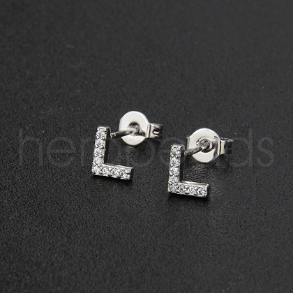 Brass Micro Pave Clear Cubic Zirconia Stud Earrings FS-WGC2F12-12-1