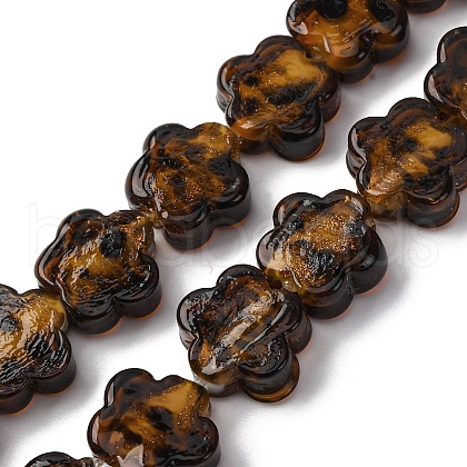 Handmade Gold Sand Lampwork Beads Strands LAMP-Q045-04A-1