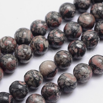 Round Natural Fossil Bead Strands G-L419-49A-1