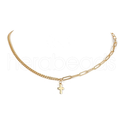 304 Stainless Steel Cross Pendant Necklaces NJEW-JN04617-1