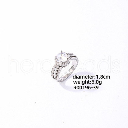 Shiny Round Fashion Brass Rhinestone Ring JJ0497-3-1