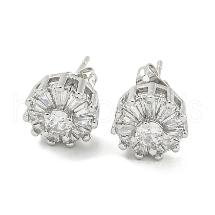Brass Micro Pave Cubic Zirconia Ear Studs EJEW-P261-18P-1