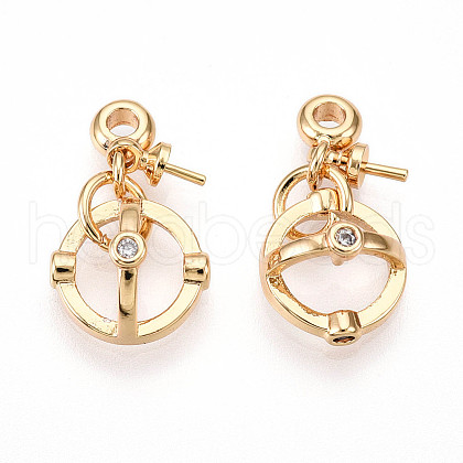 Brass Micro Pave Cubic Zirconia Peg Bails Pendants KK-U056-56G-1