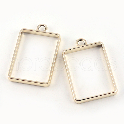 Rack Plating Alloy Rectangle Open Back Bezel Pendants PALLOY-S047-28E-FF-1