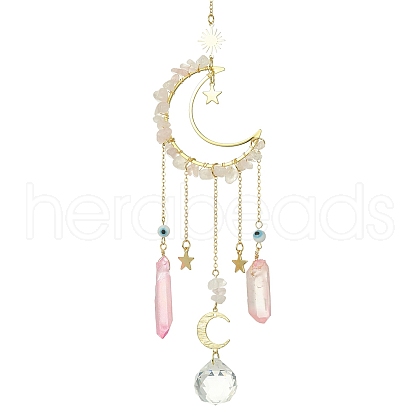 Moon & Star Brass Hanging Ornaments HJEW-TA00095-01-1