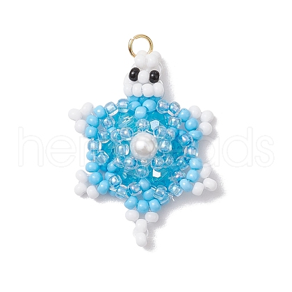 Glass Seed Beaded Pendants PALLOY-MZ00398-01-1