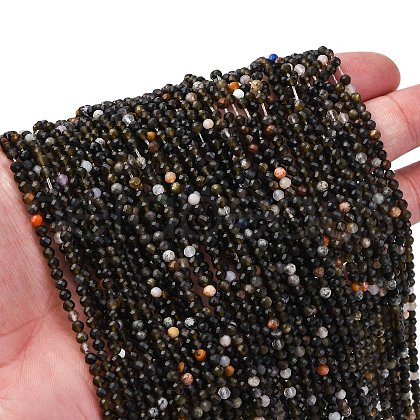 Natural Silver Sheen Obsidian Beads Strands G-RM2025-A03-3mm-1