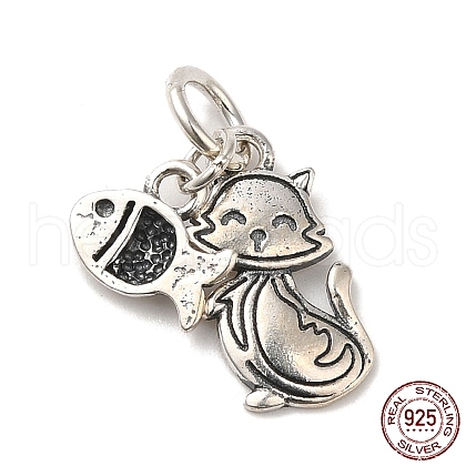 925 Sterling Silver Cat & Fish Charms STER-NH0001-32AS-1