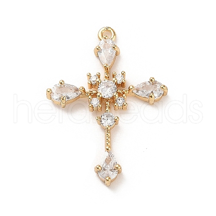 Brass Micro Pave Cubic Zirconia Pendants KK-P301-03D-G-1