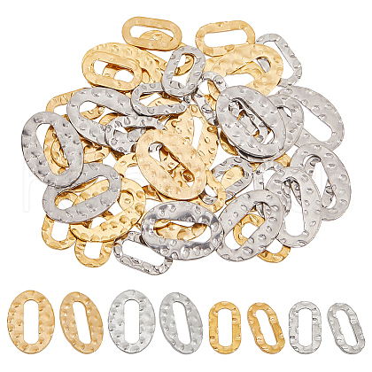 Globleland 48Pcs 4 Styles Hammered 201 Stainless Steel Linking Rings STAS-GL0001-04-1