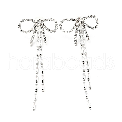 Crystal Rhinestone & Clear Cubic Zirconia Stud Earrings EJEW-C037-01D-P-1