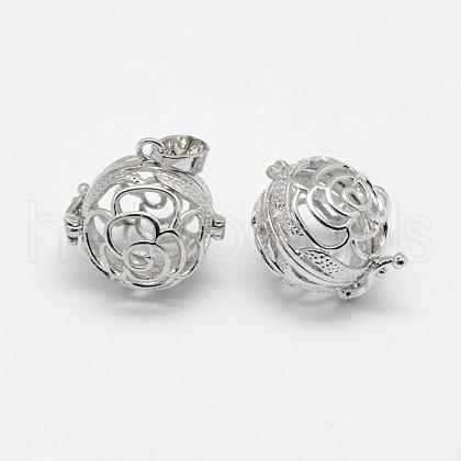 Brass Cage Pendants KK-G323-35A-P-NR-1