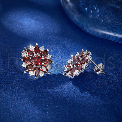 S925 Silver Snowflake Blue Crystal Earrings for Women's Elegant Gift RU1478-2-1