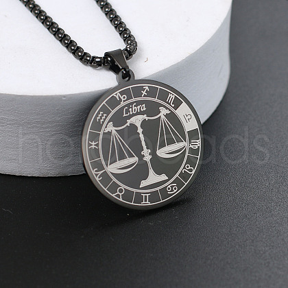 201 Stainless Steel Pendant Necklaces with Alloy Box Chain WGA45A6-19-1