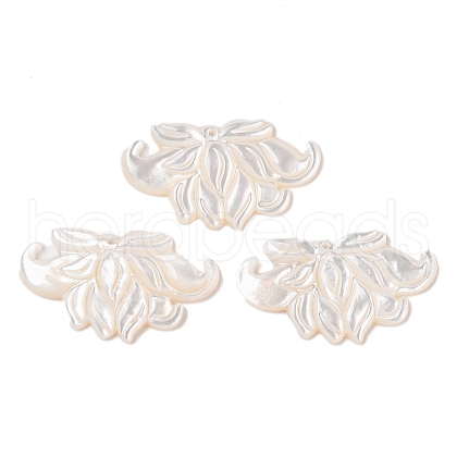Natural White Shell Carved Pendants SSHEL-C012-04-1
