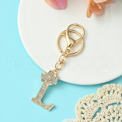 Golden Alloy Rhinestone Keychain KEYC-YW00105-12-1