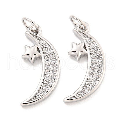 Rack Plating Brass Micro Pave Clear Cubic Zirconia Pendants KK-Q814-10P-1