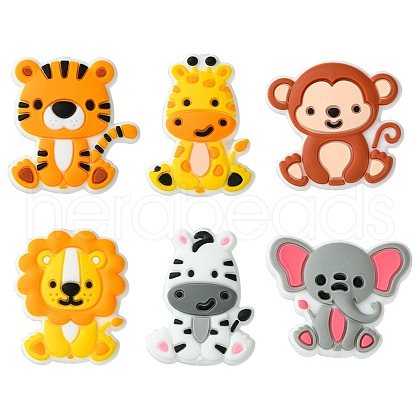 Lion/Tiger/Elephant/Monkey Zebra/Giraffe Silicone Focal Beads SIL-FS0001-19-1