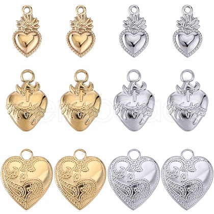 SUNNYCLUE 12Pcs 6 Styles Ion Plating(IP) 304 Stainless Steel Charms STAS-SC0008-82-1