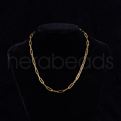 4MM Unisex 304 Stainless Steel Paperclip Chains Necklaces AU9647-2-1