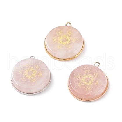 3Pcs 3 Styles Natural Rose Quartz Pendants PALLOY-JF01646-1