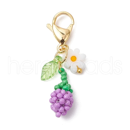 Sunflower Bud Acrylic Glass Seed Beaded Pendant Decorations HJEW-MZ00229-03-1
