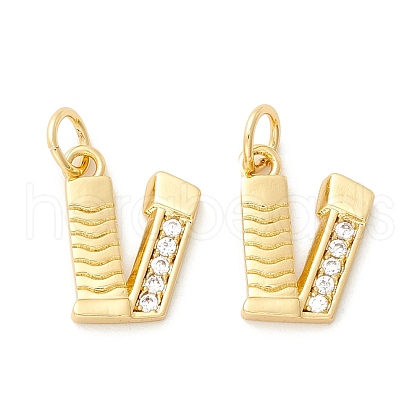 Rack Plating Eco-friendly Brass Micro Pave Clear Cubic Zirconia Charms KK-D072-01G-V-NR-1