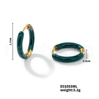 Elegant Brass Enamel Hoop Earrings WO3683-9-1