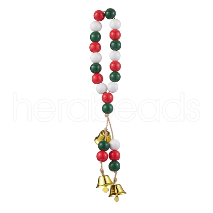 Wooden Beads Ring Hanging Ornaments HJEW-JM02148-1