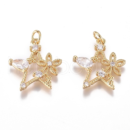 Brass Micro Pave Cubic Zirconia Pendants ZIRC-G168-20G-1