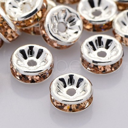 Brass Grade A Rhinestone Spacer Beads RB-A014-Z6mm-25S-1