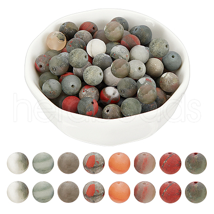 ARRICRAFT Natural Bloodstone/Heliotrope Stone Beads Strands G-AR0003-61-1