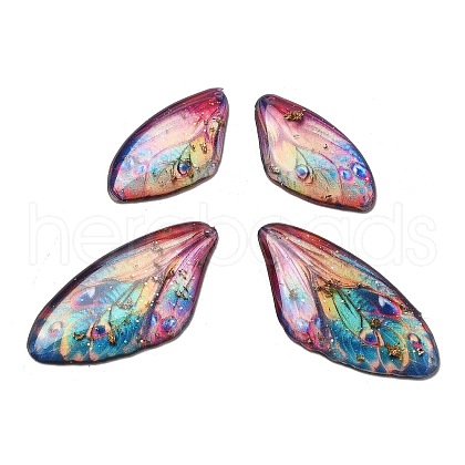 4Pcs Transparent Epoxy Resin Butterfly Wings Pendants RESI-C057-01A-1