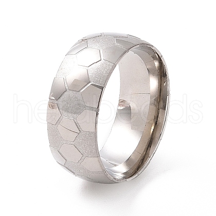 Non-Tarnish 201 Stainless Steel Hexagon Pattern Finger Ring for Women RJEW-I089-15P-1