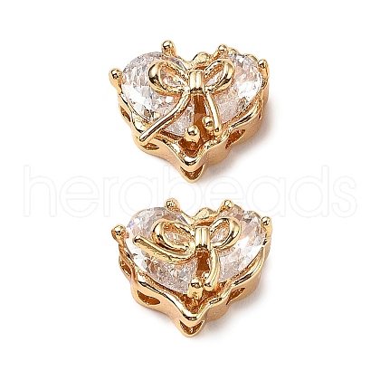 Brass Micro Pave Cubic Zirconia Beads KK-A259-20G-01-1
