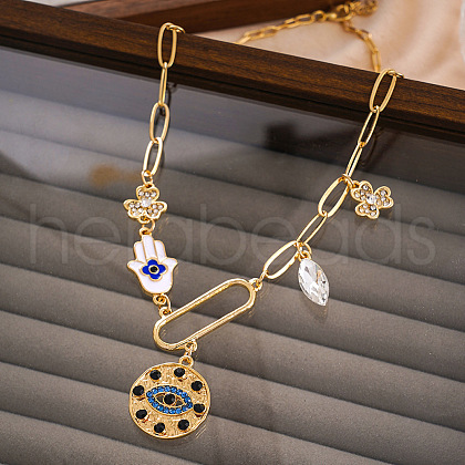 Rhinestone & Brass & Alloy & Iron Pendant Necklaces FS-WGADE70-05-1