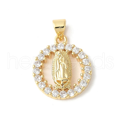 Brass Micro Pave Clear Cubic Zirconia Pendants ZIRC-I071-02G-02-1
