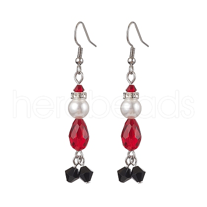 Glass Dangle Earrings EJEW-TA00464-1