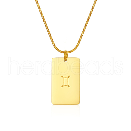 Stylish Stainless Steel 12 Zodiac Rectangle Pendant Necklaces for women GA2858-9-1