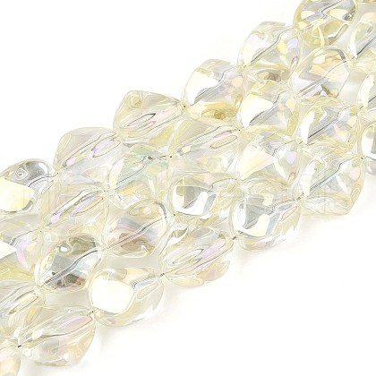 Electroplate Transparent Glass Beads Strands EGLA-N017-02B-1