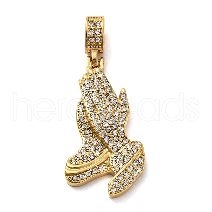 304 Stainless Steel Rhinestone Pendants STAS-V008-35G-1