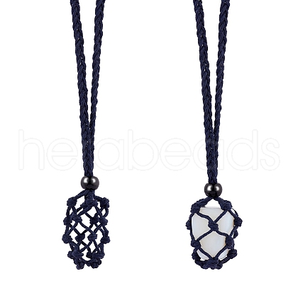Braided Waxed Cotton Thread Cords Macrame Pouch Necklace Making AJEW-SW00022-09-1