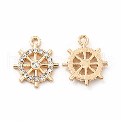 Rack Plating Eco-friendly Alloy Rhinestone Pendants FIND-A025-01G-01-1