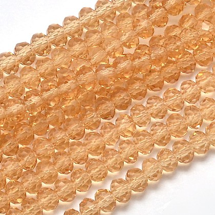 Faceted Rondelle Transparent Glass Beads Strands EGLA-J134-4x3mm-B09-1