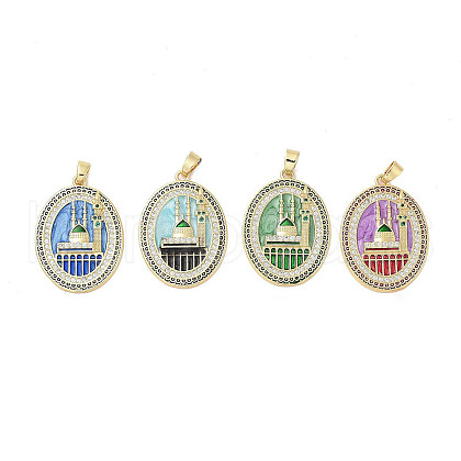 Rack Plating Brass Micro Pave Clear Cubic Zirconia Pendants KK-H474-24B-1